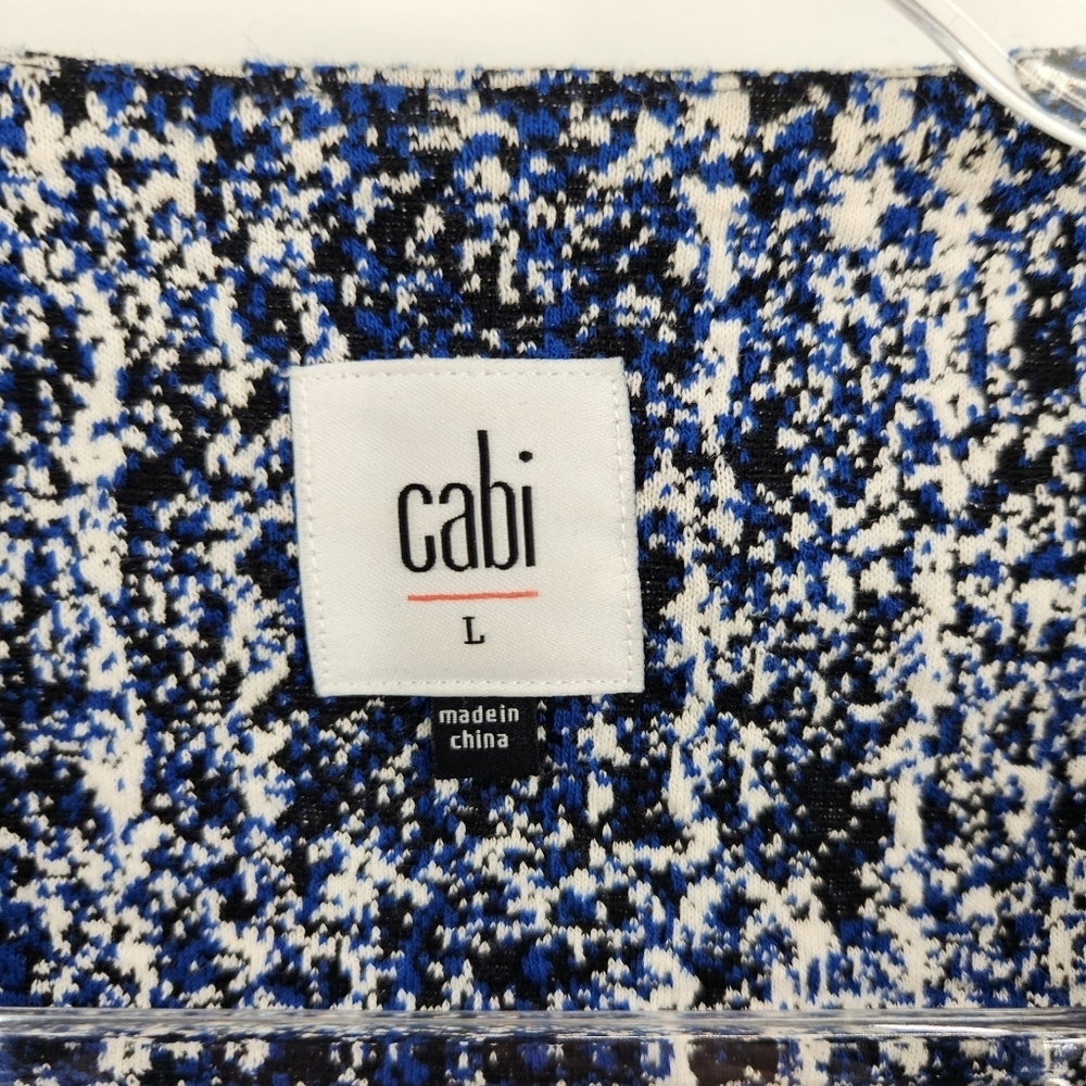Cabi Reina 21 Club Jacket Womens Size Large Blue Tweed Black Checked Trim - Picture 4 of 8